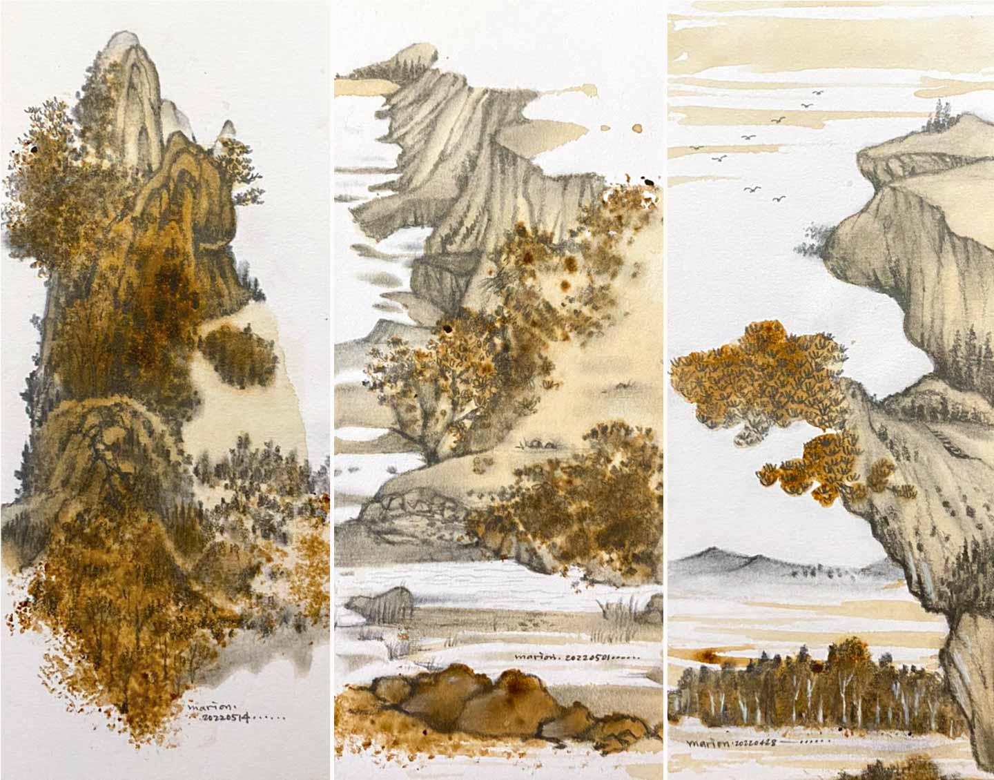奇幻飄渺！瑪莉安陪你咖啡暈染畫山水| 繪畫插畫| OMIA學東西線上課程