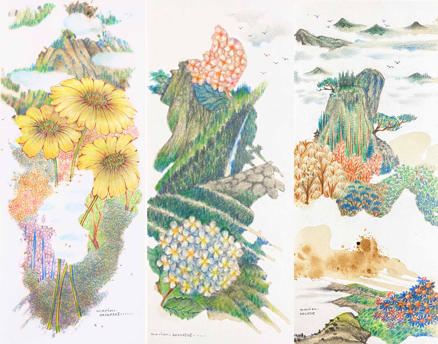 聞一鳴 書法山水畫 奇幻飄渺！瑪莉安陪你咖啡暈染畫山水| 繪畫插畫| OMIA學東西線上課程